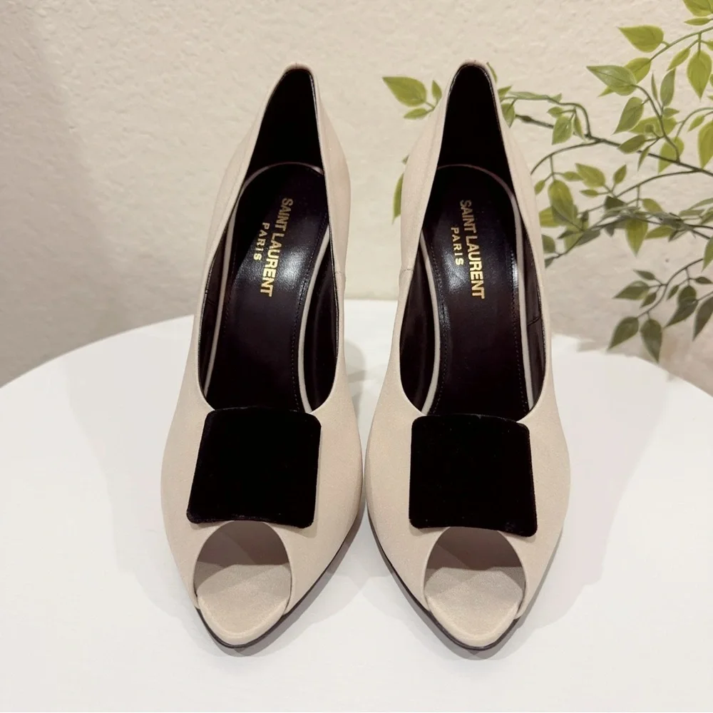 Authentic Saint Laurent Franky 115 Satin Sandals Nero NIB Size 38 - Picture 3 of 11